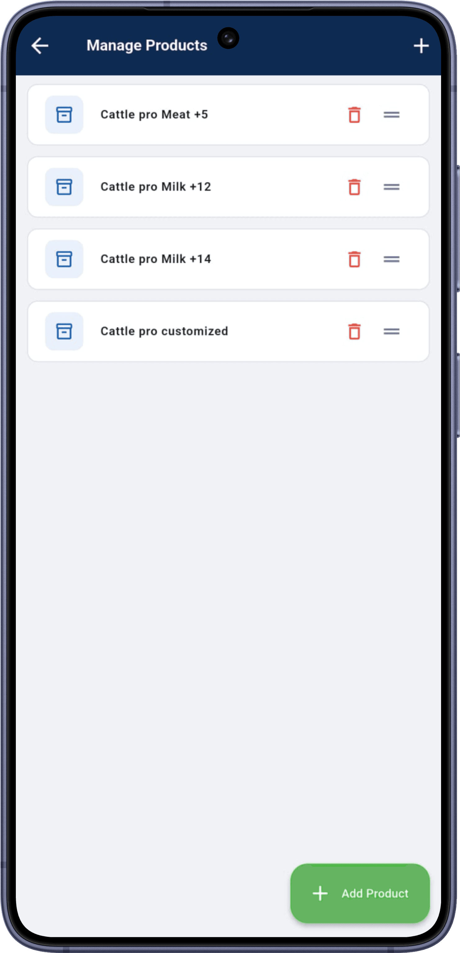 MilkSage product sales screen on a phone